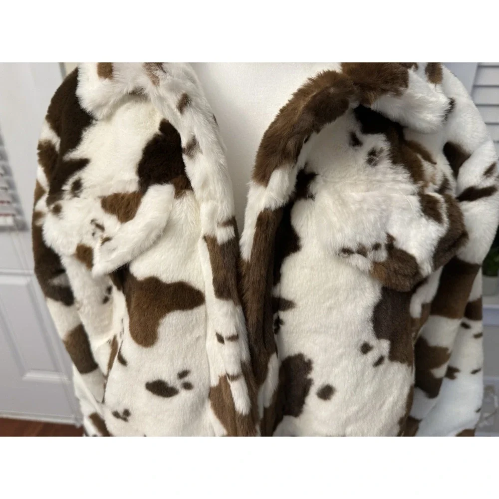 Tractr Kids Cow Print Faux Fur Trucker Jacket Girls XL